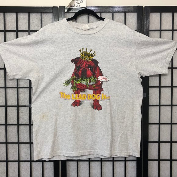 90's Vintage Red Dog Beer T shirt Tee XL Frog in mouth Undisputed King Gray PP - Picture 1 of 11